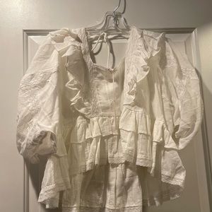 Brand new with tags, open back olivaceous top